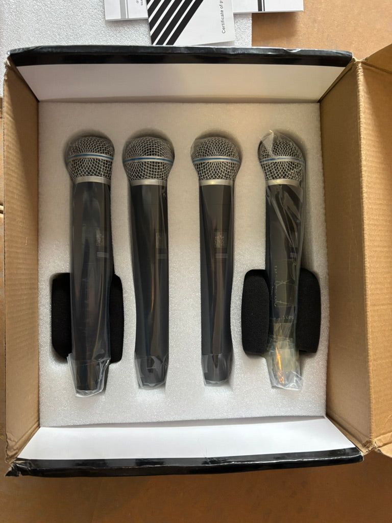 draadloze microfoon professionele UHF draadloze 4 dynamische microfoon handheld microfoonsysteem voor home karaoke vergadering feest kerk DJ bruiloft home KTV set