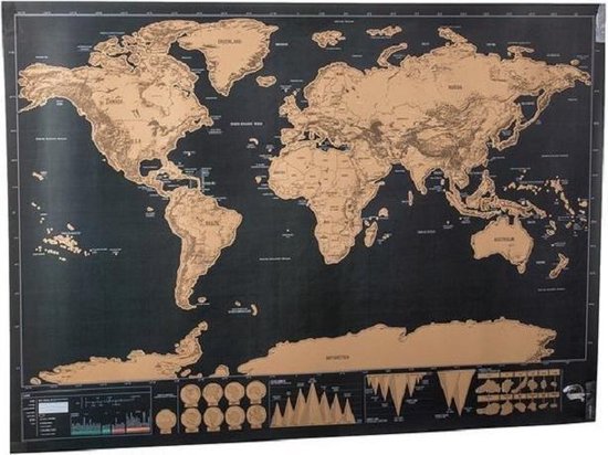 UNEARTH® Scratch map deluxe edition wereldkaart 82.5 x 59.4 cm !CADEAUTIP!