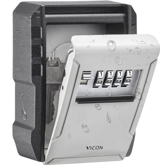 Vicon Sleutelkluis voor Binnen & Buiten - Incl. Wandmontage - Ophanghaken - 4-cijferige code - Waterdicht en roestvrij - Sleutelkastje