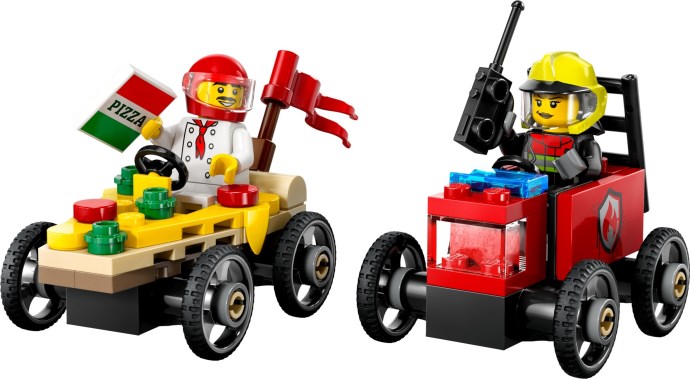 LEGO Raceautopakket: pizzabestelwagen vs. brandweerauto (60458)